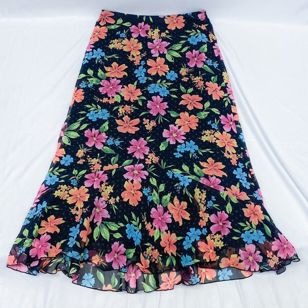 White Stag Reversible Skirt Spring Floral Polka-Dot Comfy Light Weight Womens
